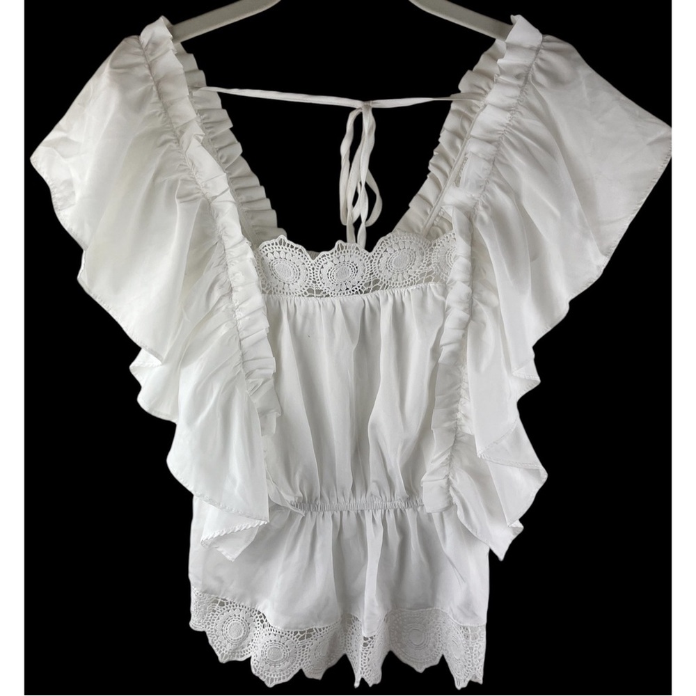 Milk & Honey Top Ruffle Blouse White Size XS Summer